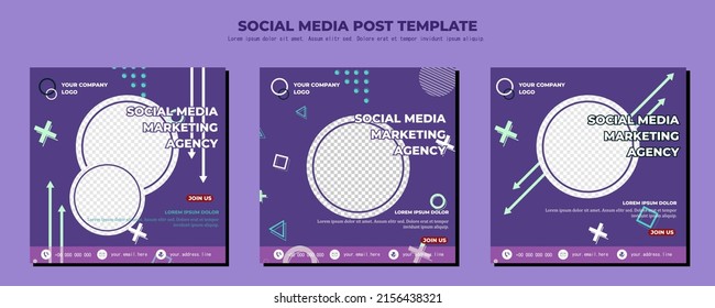Purple Vector Social Media Post Template, vector art illustration and text