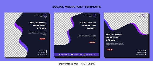 Purple Vector Social Media Post Template, vector art illustration and text