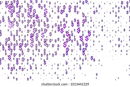 Purple vector texture with colored dollar signs. Shining colored illustration with dollar signs, USD. Best design for your ad, poster, banner of USD money.