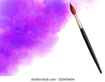 Purple vector watercolor cloud with realistic paintbrush