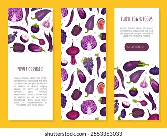 Purple Veggie and Fruit Banner Design Vector Template