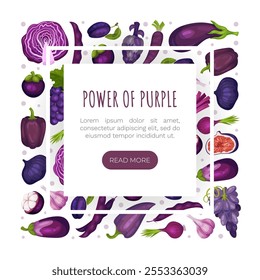 Purple Veggie and Fruit Banner Design Vector Template