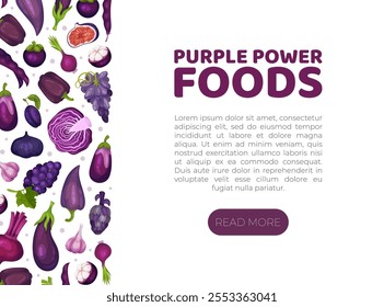 Purple Veggie and Fruit Banner Design Vector Template