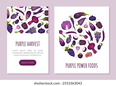 Purple Veggie and Fruit Banner Design Vector Template