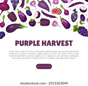 Purple Veggie and Fruit Banner Design Vector Template