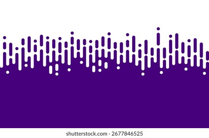 Purple vertical digital lines with rounded dots on white background, symbolizing technology, data, cyber theme, modern design, and abstract decoration.
