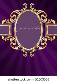 Purple vertical label with gold filigree (Eps10); JPG version also available