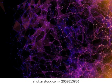 Purple vibrant triangular grid in futuristic technology style on dark background