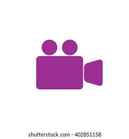 Purple video camera icon vector illustration