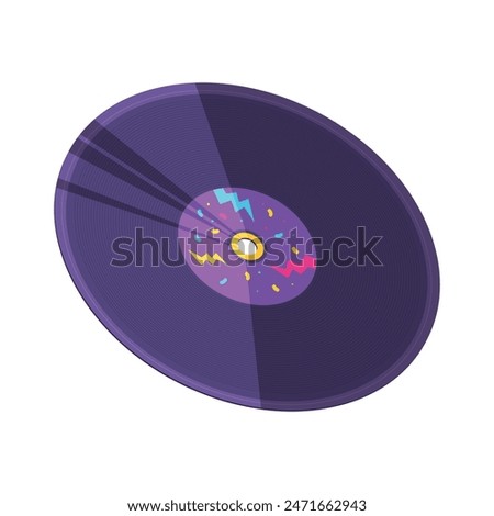 Purple vinyl record isolated on white background.