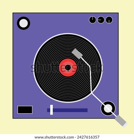 purple vinyl record player illustration