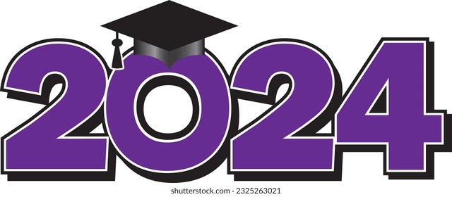 Purple Violet 2024 Graduation Cap Logo