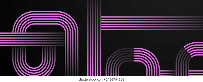 Purple violet abstract modern dynamic lines banner