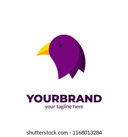 Purple violet bird head logo icon symbol flat clean