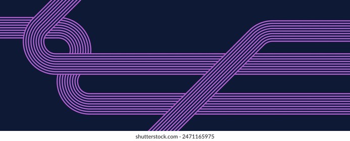 Purple violet and black abstract dynamic line stripe banner