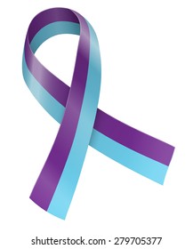 Purple violet and blue striped  ribbon. Mixed connective tissue disease (MCTD) awareness symbol. Vector illustration