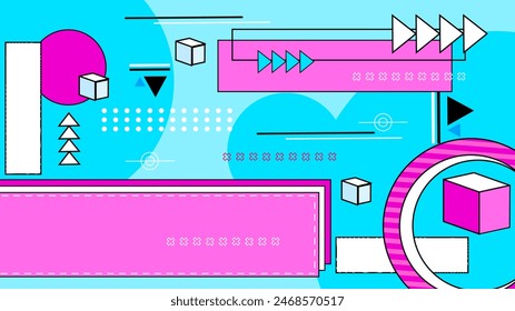 Purple violet blue and white vector illustration flat design abstract background geometric memphis