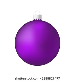 Purple violet Christmas tree toy or ball Volumetric and realistic color illustration