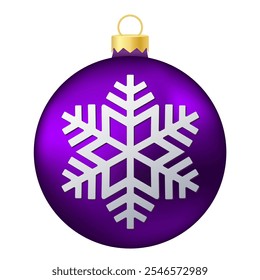Purple violet Christmas tree toy or ball with snowflake illustration