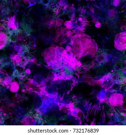Purple and violet colors. Dark seamless texture. Blots and stains. Different elements. Abstract vector background for web page, banners, fabric, home decor, wrapping