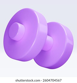 Purple, violet Dumbbell Realistic icon, 3d render. Isolated on white backround. Sport And Fitness design set. Vector illustration for shop, flyer, banner, web, advertising, sale