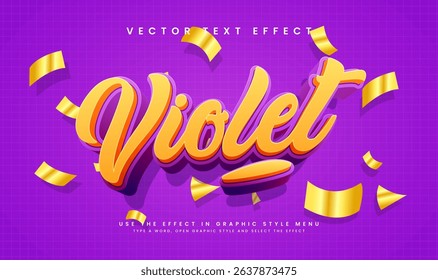 Purple violet, editable vector text effect. Elegant script, suitable for business title. 