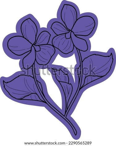 Purple violet flower vector icon. It is a versatile illustration designed for various uses. Usable for stickers or cards, mugs or bags.
