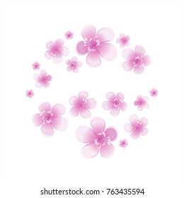 Purple Violet flowers isolated on white background. Apple-tree flowers. Cherry blossom. Vector EPS 10 cmyk