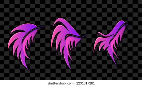 Purple Violet Gradient Leaves Isolated EPS Vector Leaf