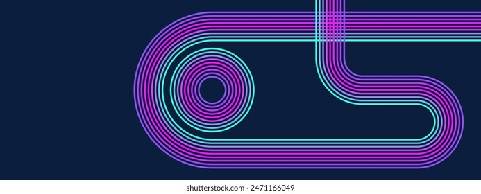 Purple violet green and blue vector abstract banner with shape shiny lines