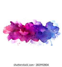 Purple, violet, lilac and blue watercolor stains 