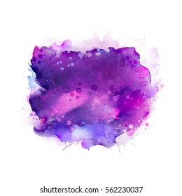 Purple, Violet, Lilac And Blue Watercolor Stains. Bright Color Element For Abstract Artistic Background. 