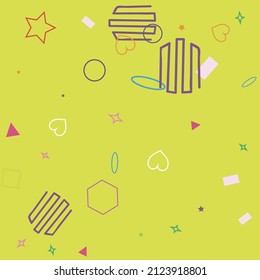 Purple Violet Mehrfarbige, rosafarbene, helle Schrift hört Einfache Hipster Kunst. Pastellplatinenkreis Zigzag Orange Geometrische Gestaltung. Klingelgelbe blaue Sterne Einfache Limettendesign-Abbildung.