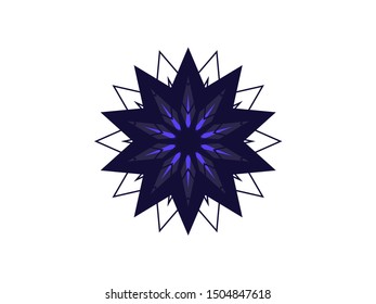 Purple violet ornament symmetrical star snowflake flower stained glass