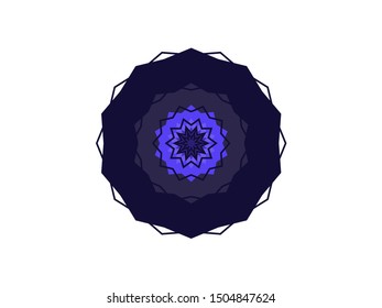Purple violet ornament symmetrical star snowflake flower stained glass