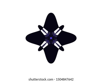 Purple violet ornament symmetrical star snowflake flower stained glass