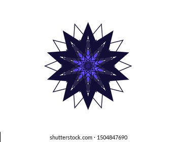 Purple violet ornament symmetrical star snowflake flower stained glass