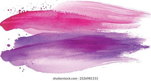 Purple violet paint artistic dry brush stroke. Watercolor acrylic hand painted backdrop for print, web design and banners. Realistic vector background texture