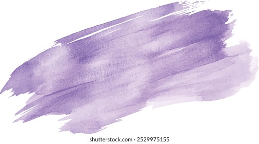 Purple violet paint artistic dry brush stroke. Watercolor acrylic hand painted backdrop for print, web design and banners. Realistic vector background texture