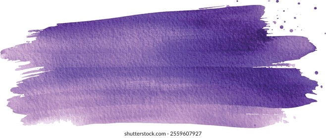 Purple violet paint artistic dry brush stroke. Watercolor acrylic hand painted backdrop for print, web design and banners. Realistic vector background texture