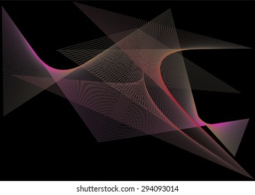 purple, violet and pink abstract lines isolated in black background vector
