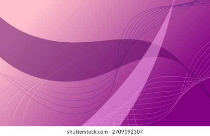 Púrpura violeta rosa con líneas suaves Curvas de onda sobre fondo abstracto gradiente suave