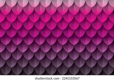 Purple Violet Scales, Feathers Pattern Background, Gradient Shadows, Highlights Vector Illustration