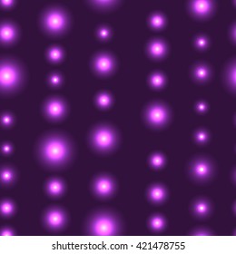 Purple or violet seamless background with LED lights in line. Seamless background with chain of shinning stars