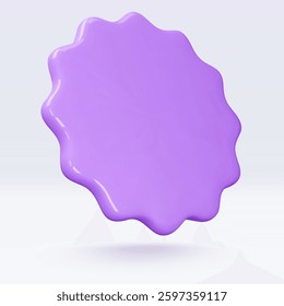 Purple, violet sticker, badge mockup. Blank labels of circle shapes with wavy edge. Vector isolated on white. Copy space. Stickers or patches for preview tags, labels, design, presentation, adv