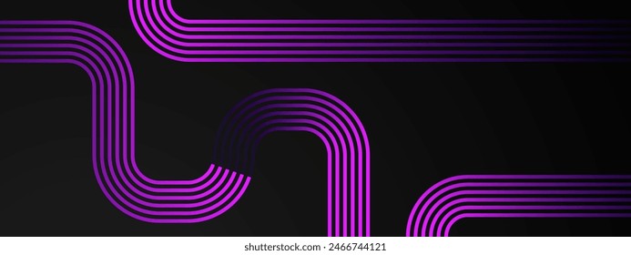 Purple violet vector abstract banner with shape shiny lines