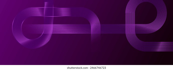 Purple violet vector abstract banner with shape shiny lines