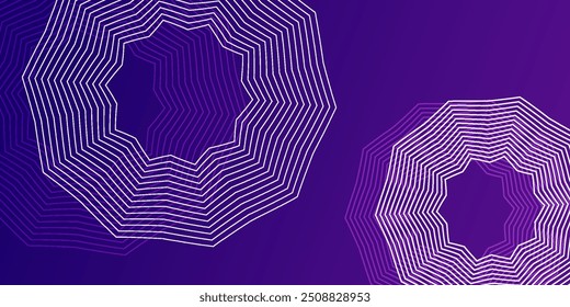 Purple violet vector abstract banner with shape shiny lines