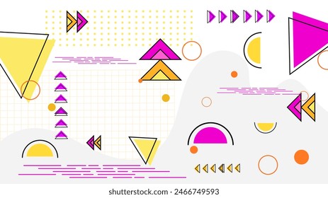 Purple violet yellow and white modern memphis geometric background vector illustration