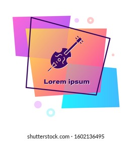 Purple Violin icon isolated on white background. Musical instrument. Color rectangle button. Vector Illustration